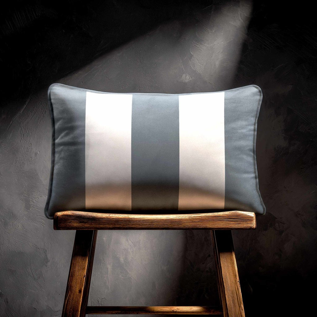 3 Stripes with Piping | Sustainable Velvet Rectangle Cushion - French Grey 50 x 30 cm by Izabela Peters