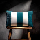3 Stripes with Piping | Sustainable Velvet Rectangle Cushion - Teal 50 x 30 cm by Izabela Peters