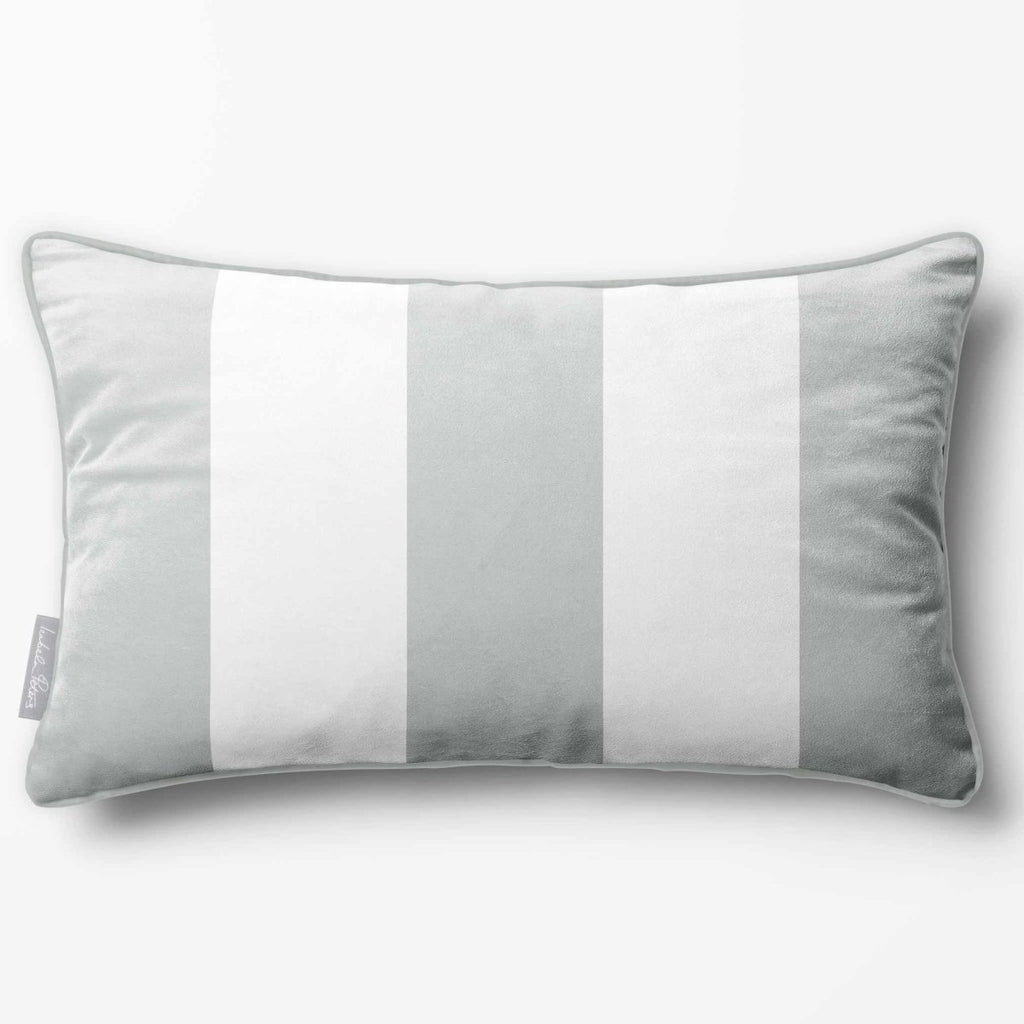 3 Stripes with Piping | Sustainable Velvet Rectangle Cushion - Storm Grey 50 x 30 cm by Izabela Peters