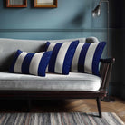3 Stripes with Piping | Sustainable Velvet Rectangle Cushion - Midnight 50 x 30 cm by Izabela Peters