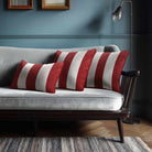 3 Stripes with Piping | Sustainable Velvet Rectangle Cushion - Crimson Muse 50 x 30 cm by Izabela Peters