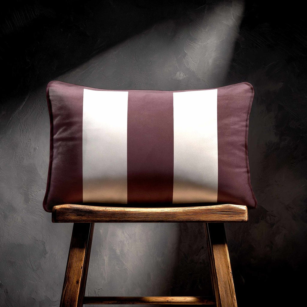 3 Stripes with Piping | Sustainable Velvet Rectangle Cushion - Italian Grape 50 x 30 cm by Izabela Peters