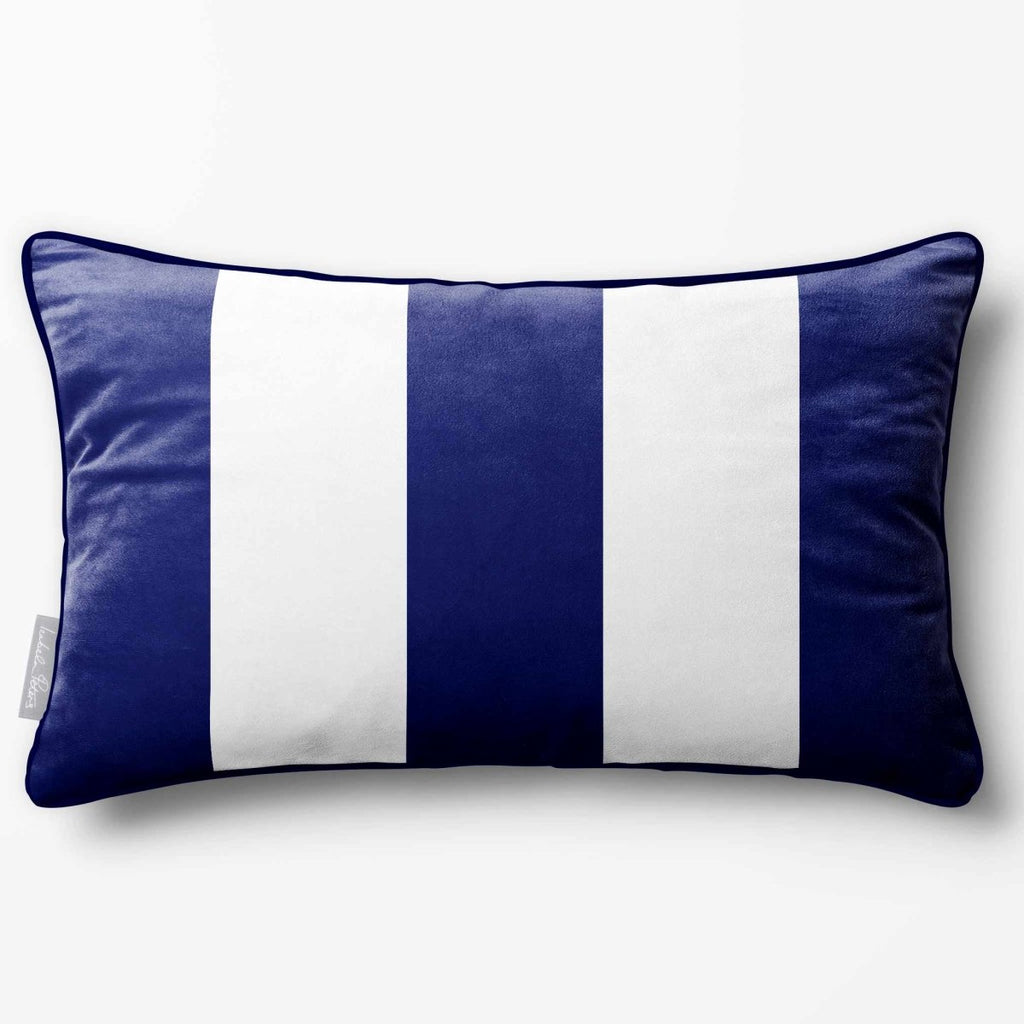 3 Stripes with Piping | Sustainable Velvet Rectangle Cushion - Midnight 50 x 30 cm by Izabela Peters