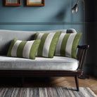 3 Stripes with Piping | Sustainable Velvet Rectangle Cushion - Sage 50 x 30 cm by Izabela Peters