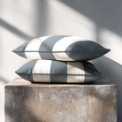 3 Stripes with Piping | Sustainable Velvet Rectangle Cushion - French Grey 50 x 30 cm by Izabela Peters