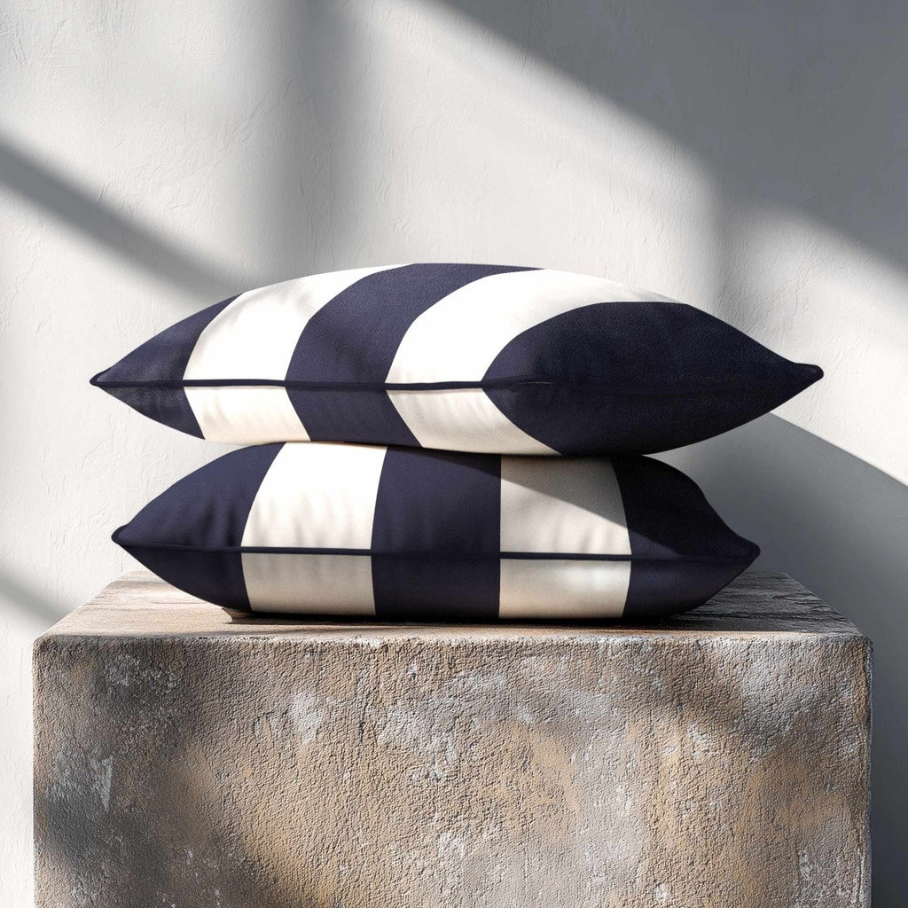 3 Stripes with Piping | Sustainable Velvet Rectangle Cushion - Graphite 50 x 30 cm by Izabela Peters
