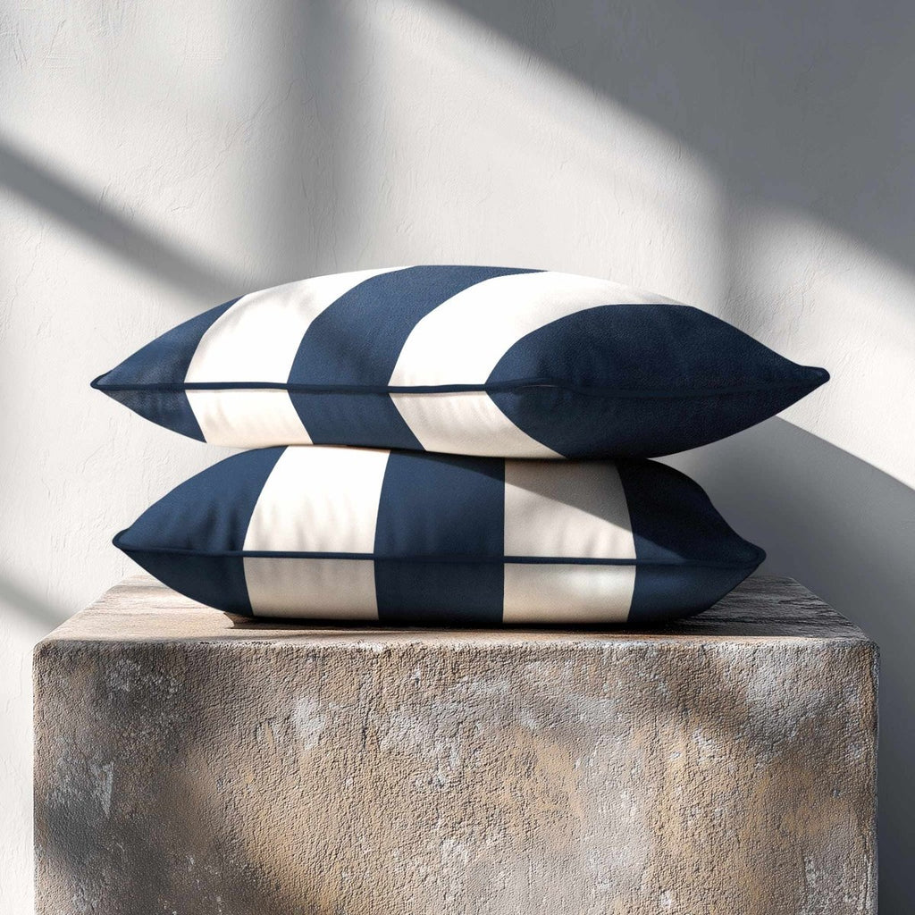 3 Stripes with Piping | Sustainable Velvet Rectangle Cushion - Petrol Blue 50 x 30 cm by Izabela Peters