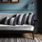 3 Stripes with Piping | Sustainable Velvet Rectangle Cushion - Graphite 50 x 30 cm by Izabela Peters