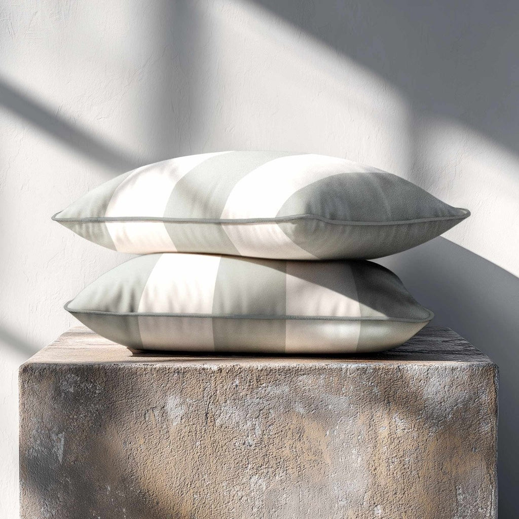 3 Stripes with Piping | Sustainable Velvet Rectangle Cushion - Storm Grey 50 x 30 cm by Izabela Peters