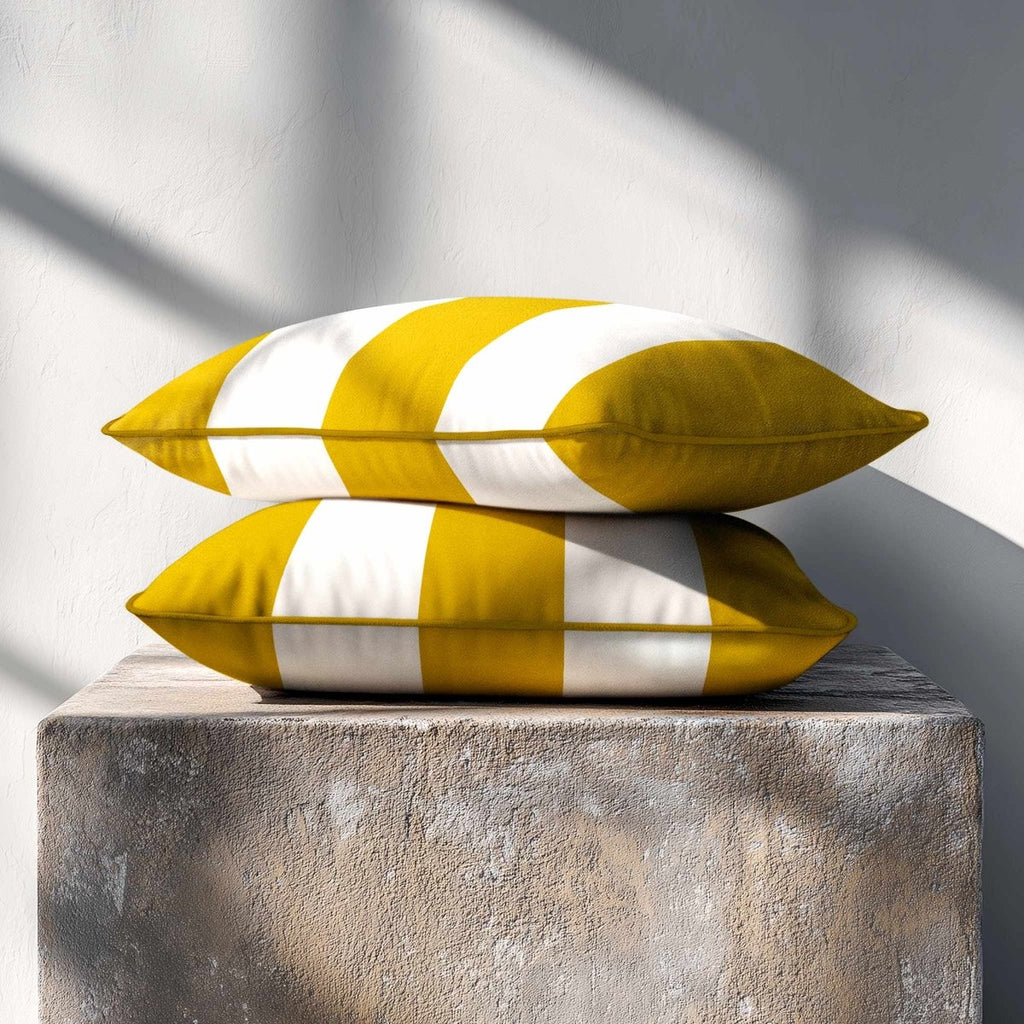 3 Stripes with Piping | Sustainable Velvet Rectangle Cushion - Mustard Ochre 50 x 30 cm by Izabela Peters