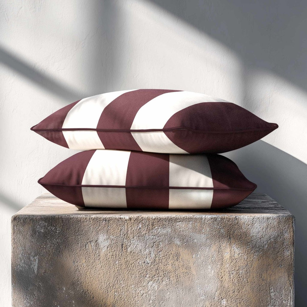 3 Stripes with Piping | Sustainable Velvet Rectangle Cushion - Italian Grape 50 x 30 cm by Izabela Peters