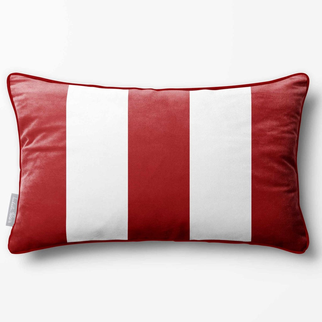 3 Stripes with Piping | Sustainable Velvet Rectangle Cushion - Crimson Muse 50 x 30 cm by Izabela Peters