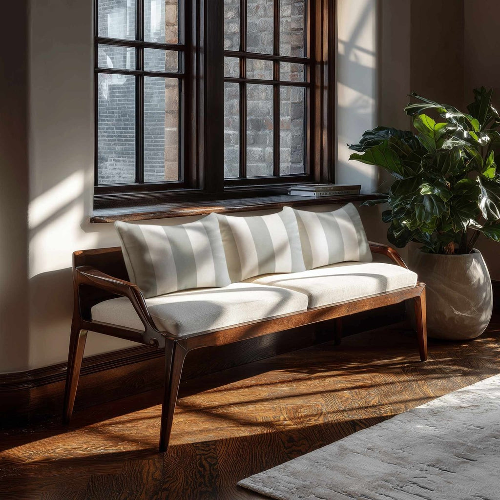 3 Stripes with Piping | Sustainable Velvet Rectangle Cushion - Storm Grey 50 x 30 cm by Izabela Peters