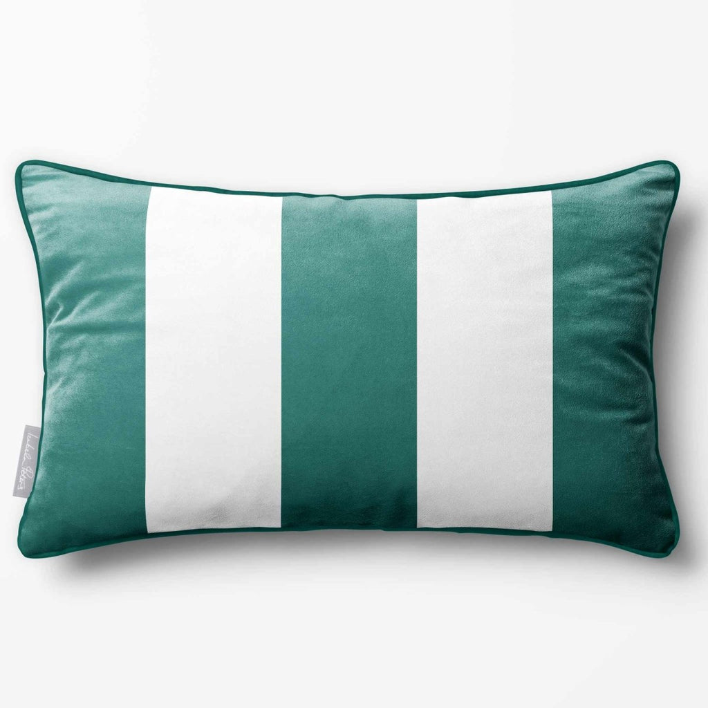 3 Stripes with Piping | Sustainable Velvet Rectangle Cushion - Forest Biome 50 x 30 cm by Izabela Peters
