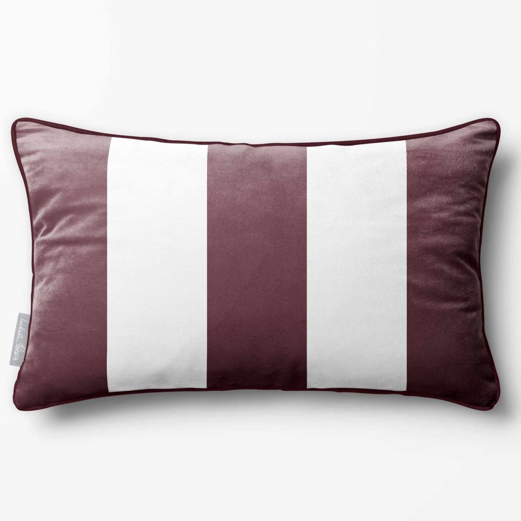 3 Stripes with Piping | Sustainable Velvet Rectangle Cushion - Italian Grape 50 x 30 cm by Izabela Peters