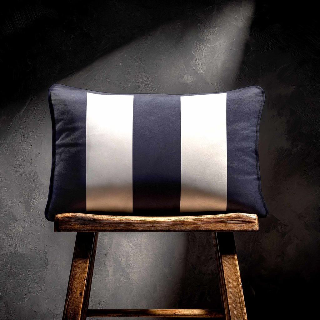 3 Stripes with Piping | Sustainable Velvet Rectangle Cushion - Graphite 50 x 30 cm by Izabela Peters