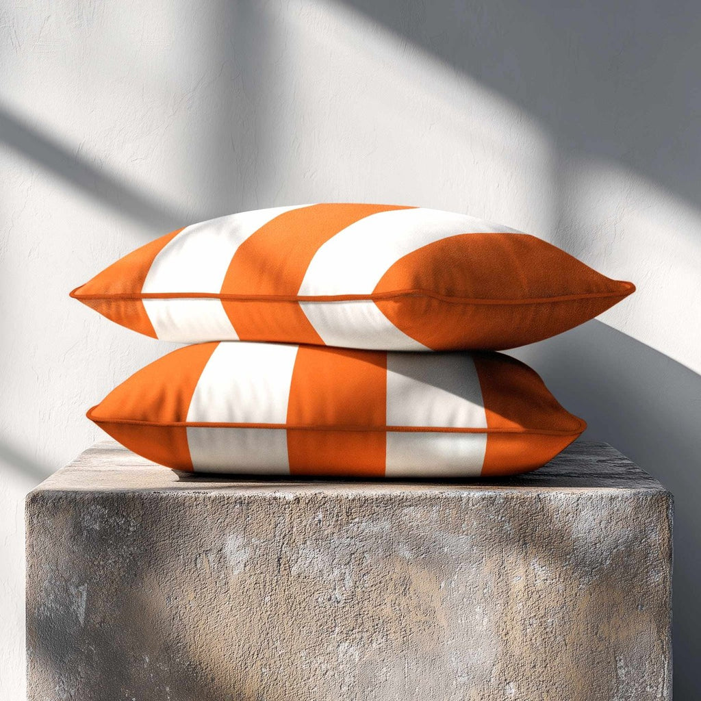 3 Stripes with Piping | Sustainable Velvet Rectangle Cushion - Burnt Orange 50 x 30 cm by Izabela Peters