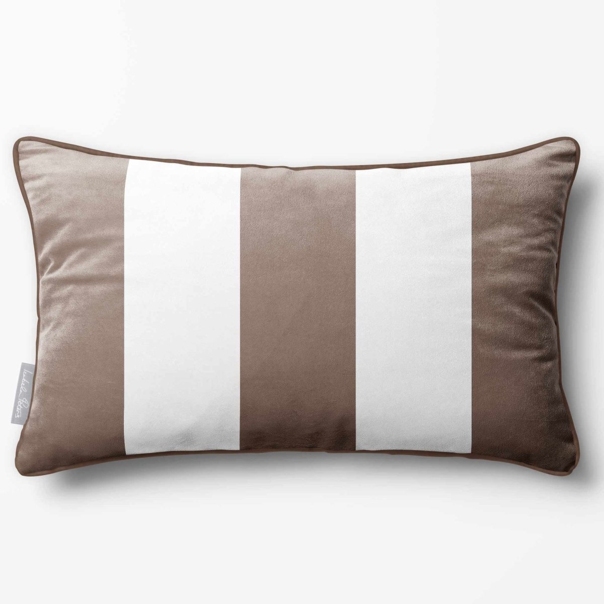 3 Stripes with Piping | Sustainable Velvet Rectangle Cushion - Dovedale Stone 50 x 30 cm by Izabela Peters