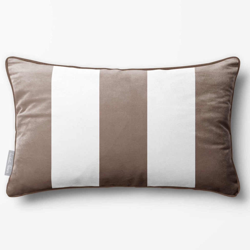 3 Stripes with Piping | Sustainable Velvet Rectangle Cushion - Dovedale Stone 50 x 30 cm by Izabela Peters