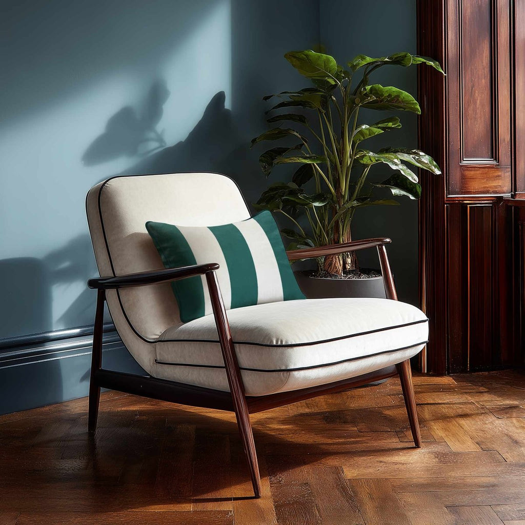 3 Stripes with Piping | Sustainable Velvet Rectangle Cushion - Forest Biome 50 x 30 cm by Izabela Peters