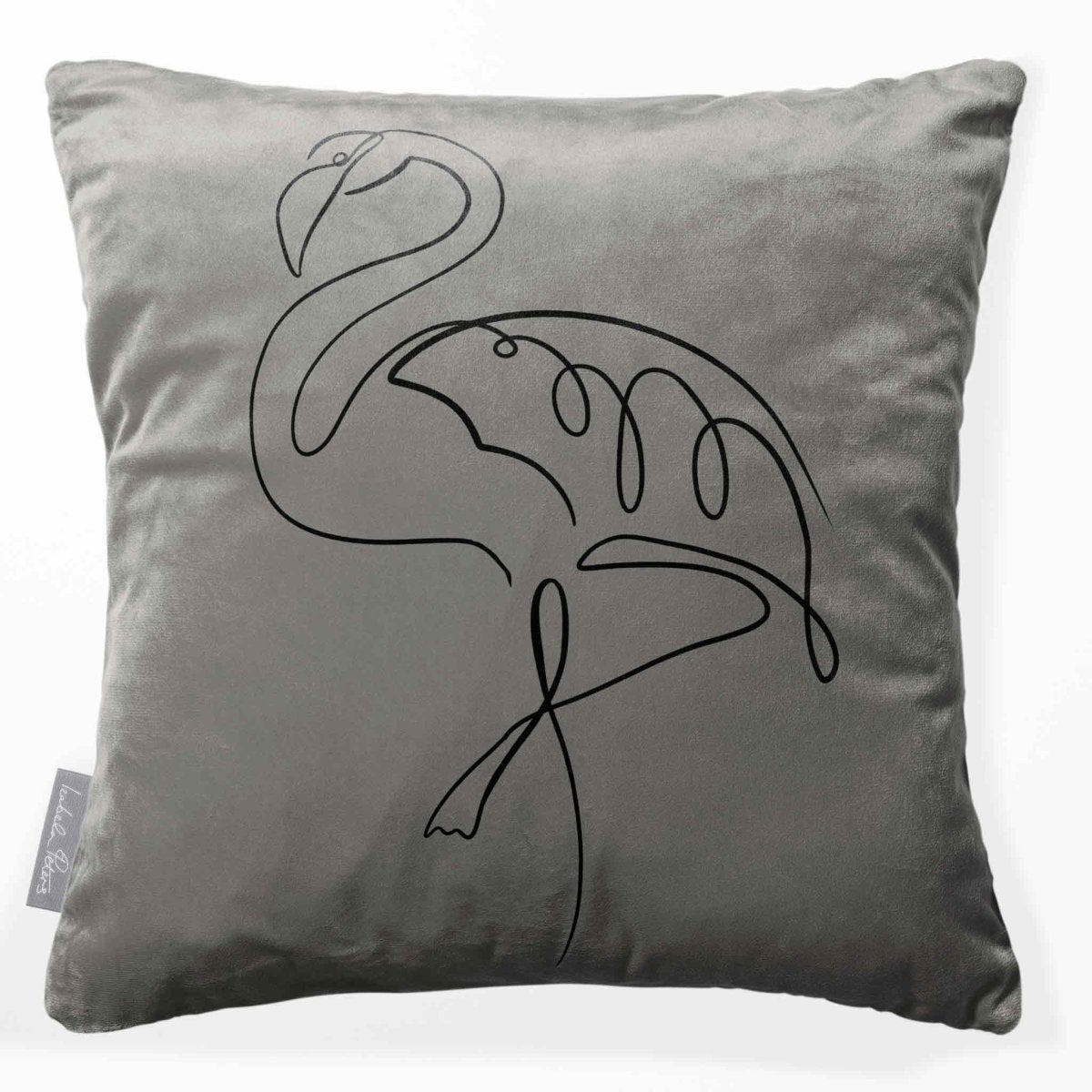 Abstract Flamingo | Sustainable Velvet Cushion - Beluga 40 x 40 cm Standard by Izabela Peters