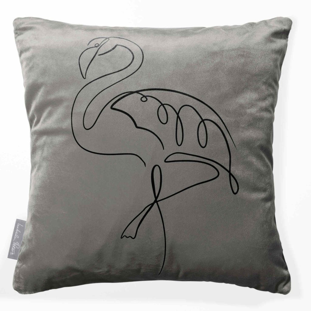 Abstract Flamingo | Sustainable Velvet Cushion - Beluga 40 x 40 cm Standard by Izabela Peters