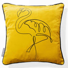 Abstract Flamingo | Sustainable Velvet Cushion - Mustard Ochre 40 x 40 cm Piped by Izabela Peters