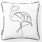 Abstract Flamingo | Sustainable Velvet Cushion - White & Black 40 x 40 cm Piped by Izabela Peters