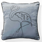 Abstract Flamingo | Sustainable Velvet Cushion - French Grey 40 x 40 cm Piped by Izabela Peters