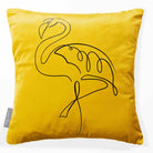 Abstract Flamingo | Sustainable Velvet Cushion - Mustard Ochre 40 x 40 cm Standard by Izabela Peters