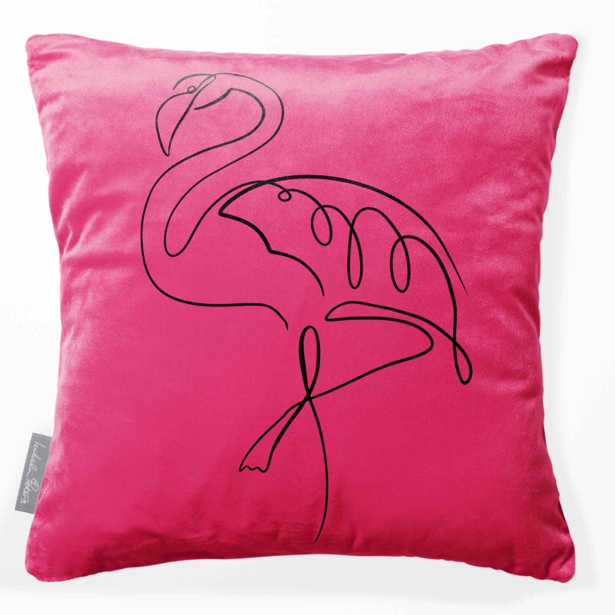 Abstract Flamingo | Sustainable Velvet Cushion - Hot Pink 40 x 40 cm Standard by Izabela Peters