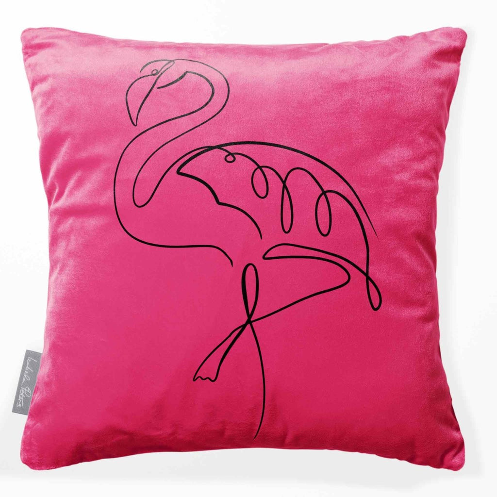 Abstract Flamingo | Sustainable Velvet Cushion - Hot Pink 40 x 40 cm Standard by Izabela Peters