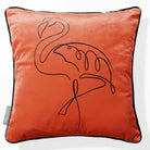 Abstract Flamingo | Sustainable Velvet Cushion - Burnt Ochre 40 x 40 cm Piped by Izabela Peters