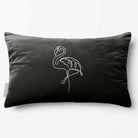 Abstract Flamingo | Sustainable Velvet Rectangle Cushion - Black & White 50 x 30 cm Standard by Izabela Peters