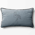 Abstract Flamingo | Sustainable Velvet Rectangle Cushion - French Grey 50 x 30 cm Piped by Izabela Peters