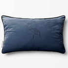 Abstract Flamingo | Sustainable Velvet Rectangle Cushion - Petrol Blue 50 x 30 cm Piped by Izabela Peters