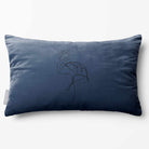 Abstract Flamingo | Sustainable Velvet Rectangle Cushion - Petrol Blue 50 x 30 cm Standard by Izabela Peters