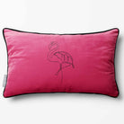 Abstract Flamingo | Sustainable Velvet Rectangle Cushion - Hot Pink 50 x 30 cm Piped by Izabela Peters