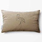 Abstract Flamingo | Sustainable Velvet Rectangle Cushion - Taupe 50 x 30 cm Standard by Izabela Peters