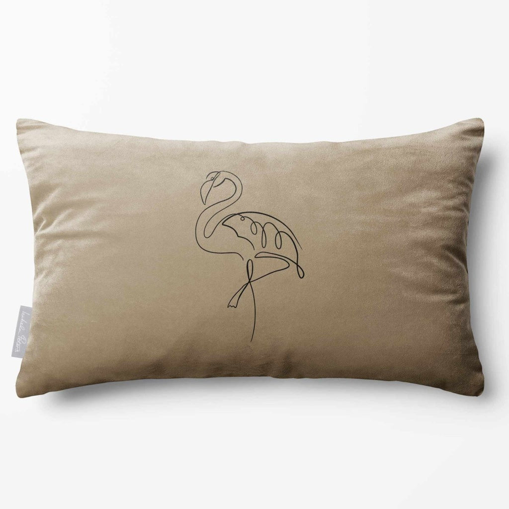Abstract Flamingo | Sustainable Velvet Rectangle Cushion - Taupe 50 x 30 cm Standard by Izabela Peters