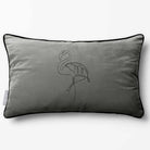 Abstract Flamingo | Sustainable Velvet Rectangle Cushion - Beluga 50 x 30 cm Piped by Izabela Peters