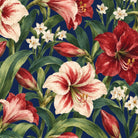Amaryllis Christmas table runner print in navy