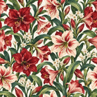 Amaryllis Christmas print: crimson amaryllis and paperwhites on ivory