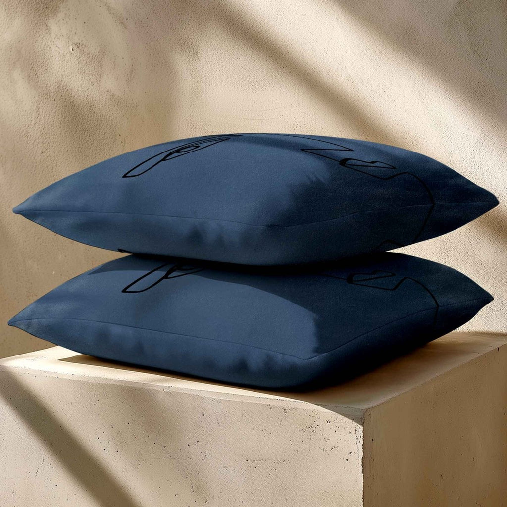 Angular Face | Sustainable Velvet Cushion - Petrol Blue 40 x 40 cm Standard by Izabela Peters