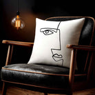 Angular Face | Sustainable Velvet Cushion - White & Black 40 x 40 cm Standard by Izabela Peters