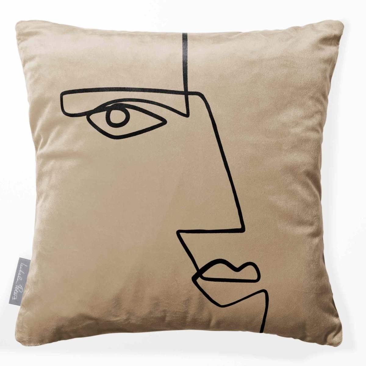 Angular Face | Sustainable Velvet Cushion - Taupe 40 x 40 cm Smooth by Izabela Peters