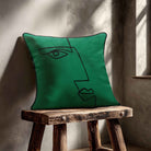 Angular Face | Sustainable Velvet Cushion - Emerald Green 40 x 40 cm Standard by Izabela Peters