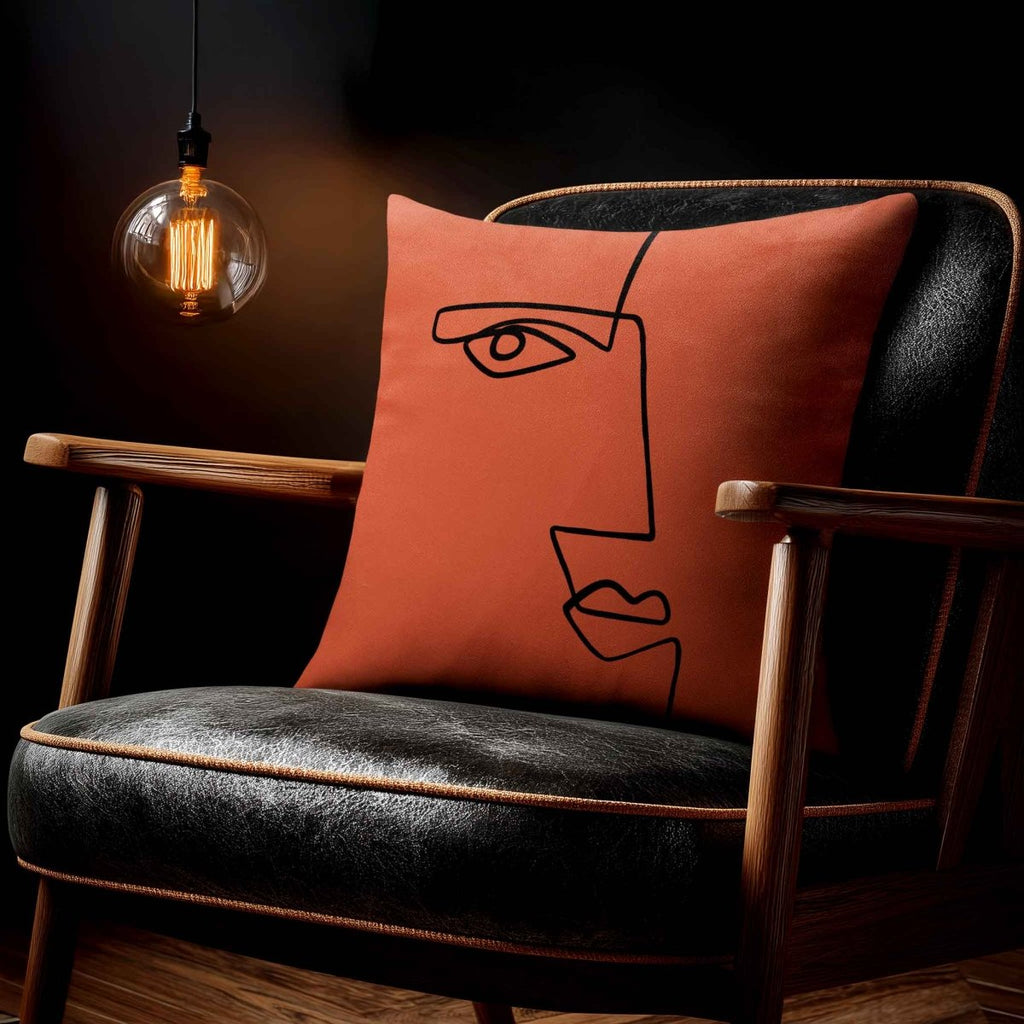 Angular Face | Sustainable Velvet Cushion - Burnt Ochre 40 x 40 cm Standard by Izabela Peters