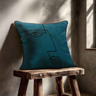 Angular Face | Sustainable Velvet Cushion - Teal 40 x 40 cm Standard by Izabela Peters