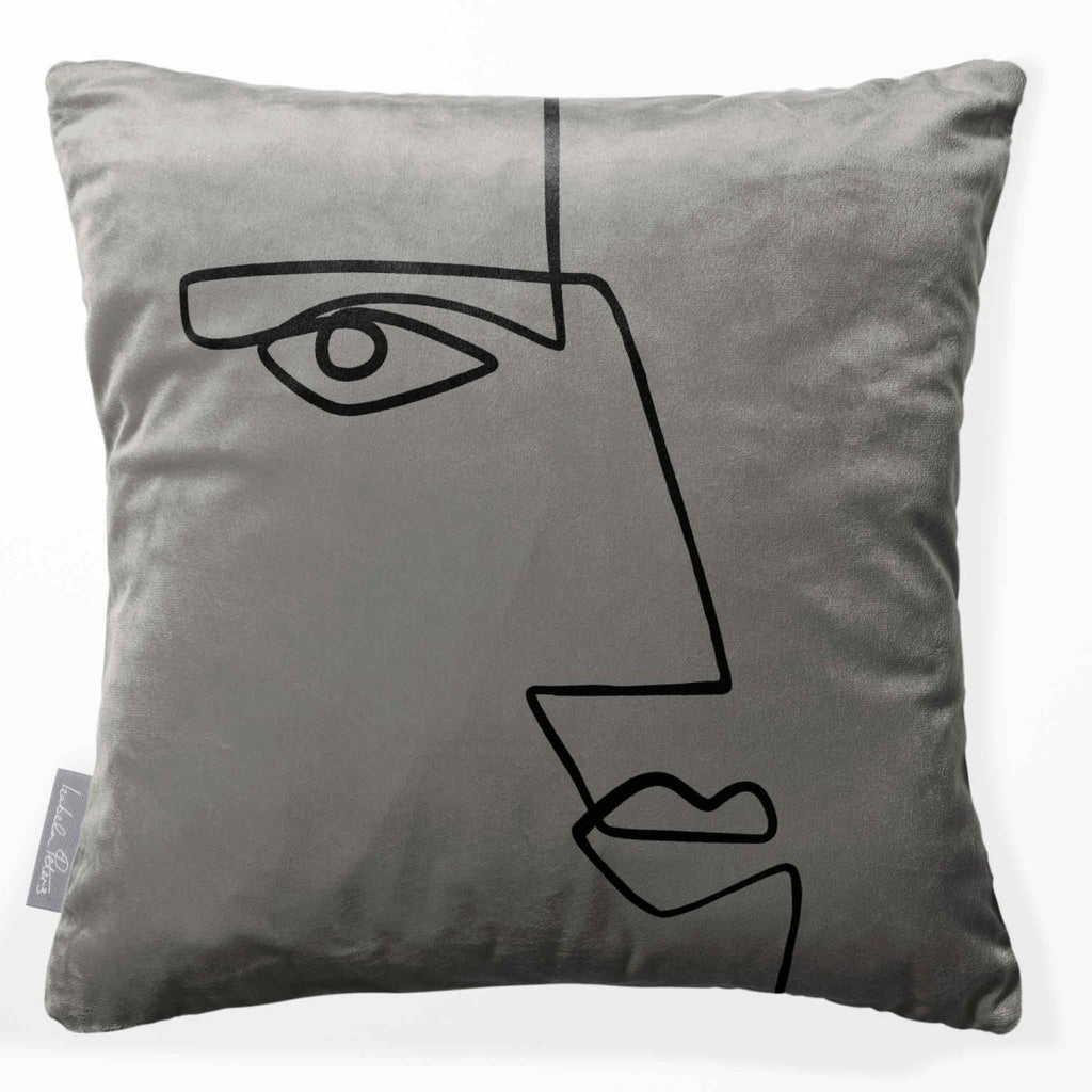 Angular Face | Sustainable Velvet Cushion - Beluga 40 x 40 cm Smooth by Izabela Peters